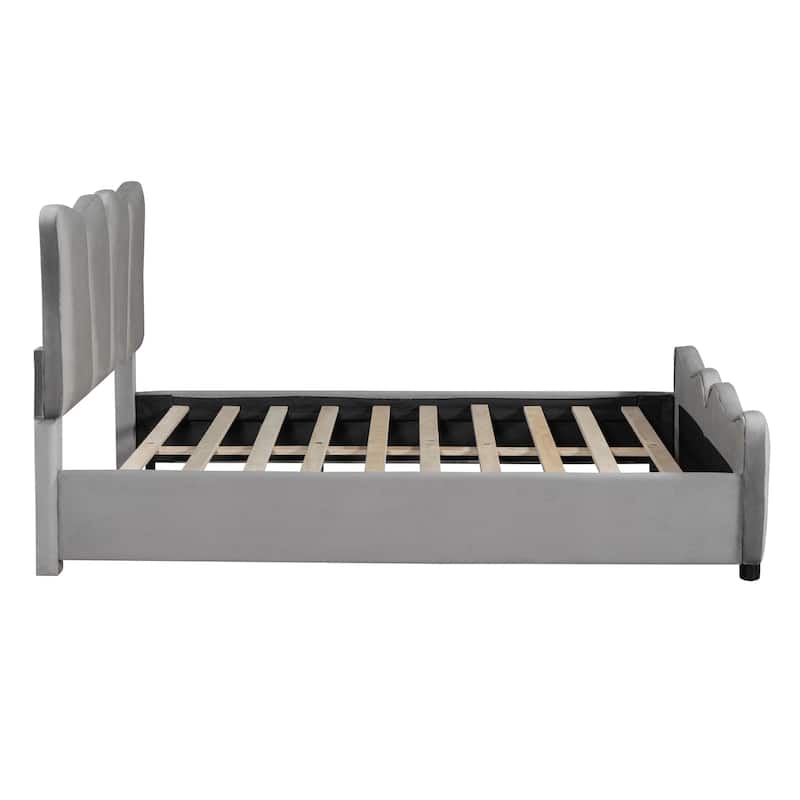 Full Size Velvet Upholstered Platform Bed