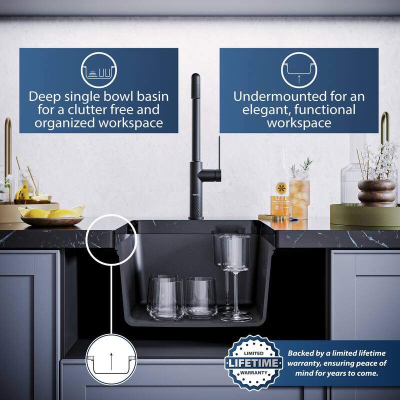 Karran Undermount Quartz Bar Single Bowl Sink