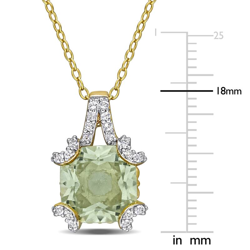 Miadora 4ct TGW Green Quartz Necklace in Yellow Plated Sterling Silver