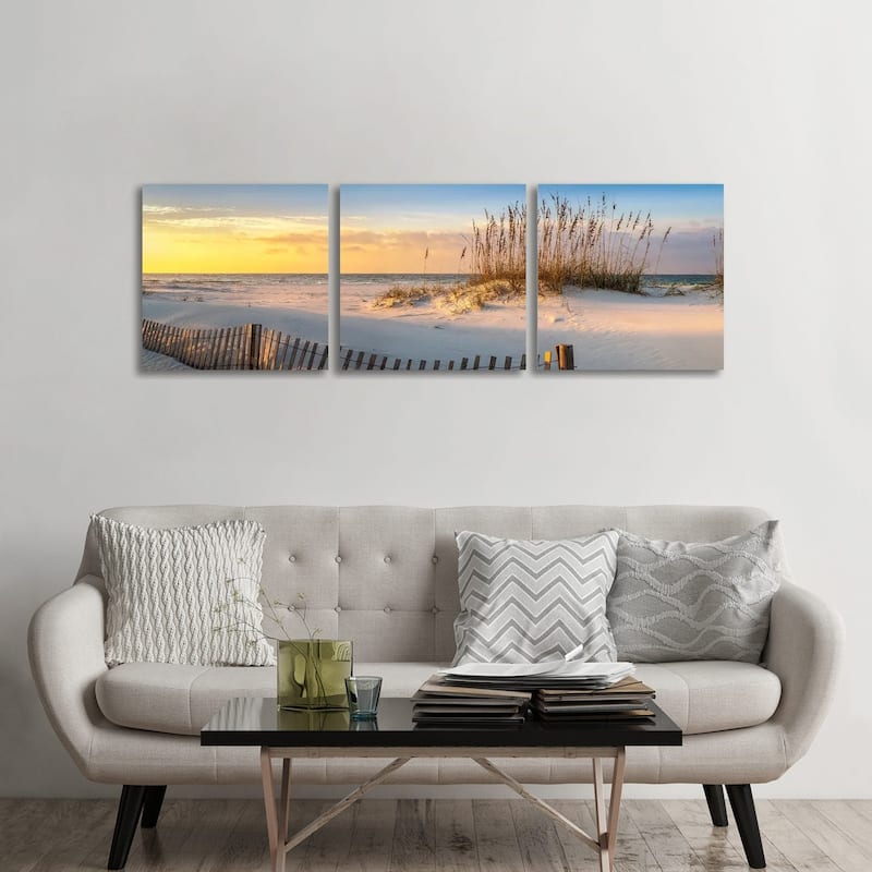 iCanvas "Pensacola Beach Sunrise" by H.J. Herrera 3-Piece Canvas Wall Art Set - 24x72x1.5
