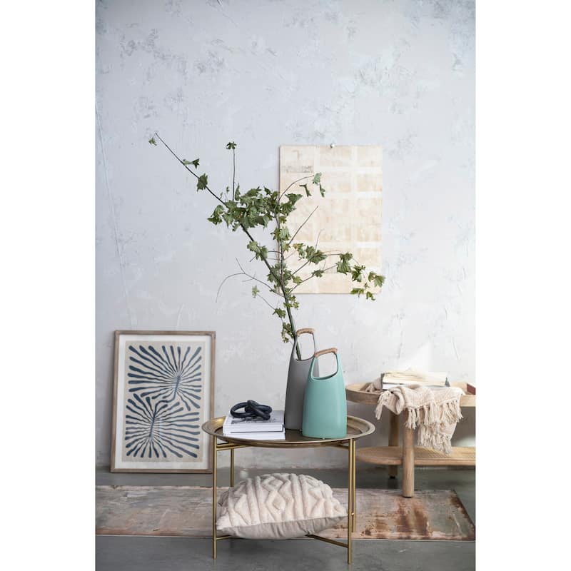 Stoneware Vase with Rattan Wrapped Handle