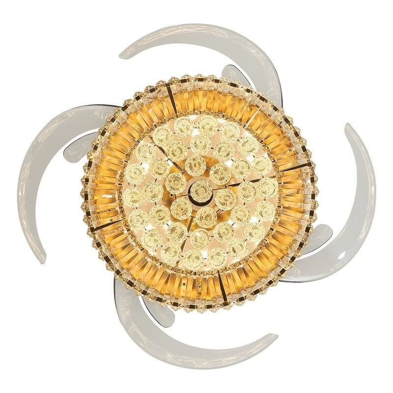 48 in. Crystal Ceiling Fan with Lights Remote Control Retractable Dimmable Fandelier Reversible LED Ceiling Fan for Bedroom