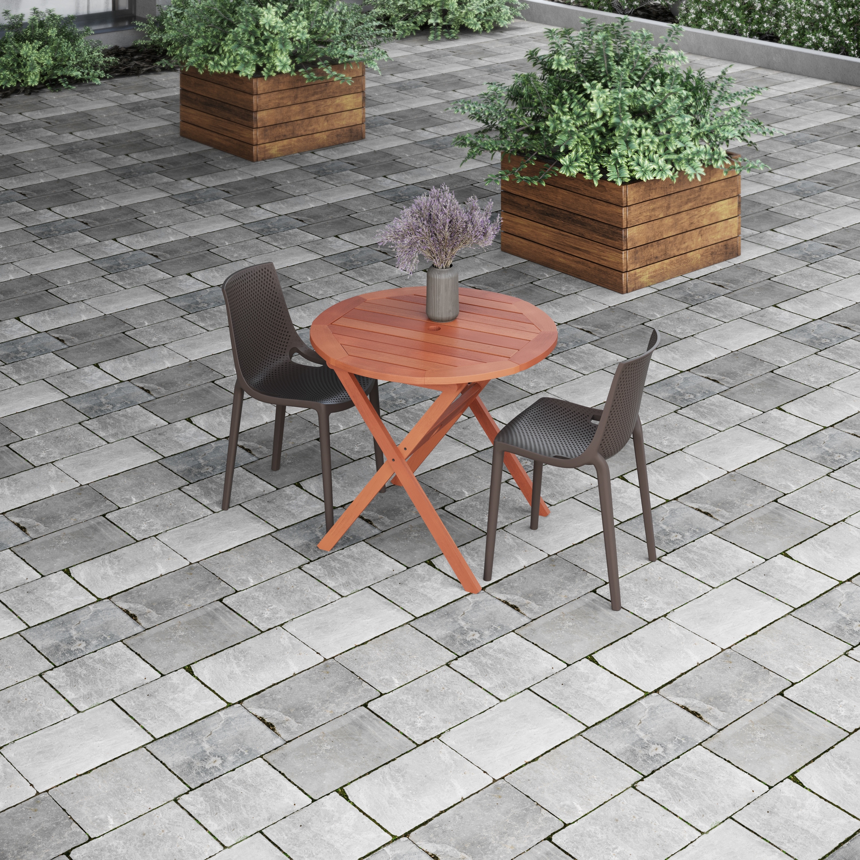 Isabela 3 Piece Round Folding Table Patio Dining Set