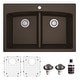 preview thumbnail 24 of 67, Karran Drop-in Quartz 33 in. Double Bowl 50/50 Kitchen Sink Kit
