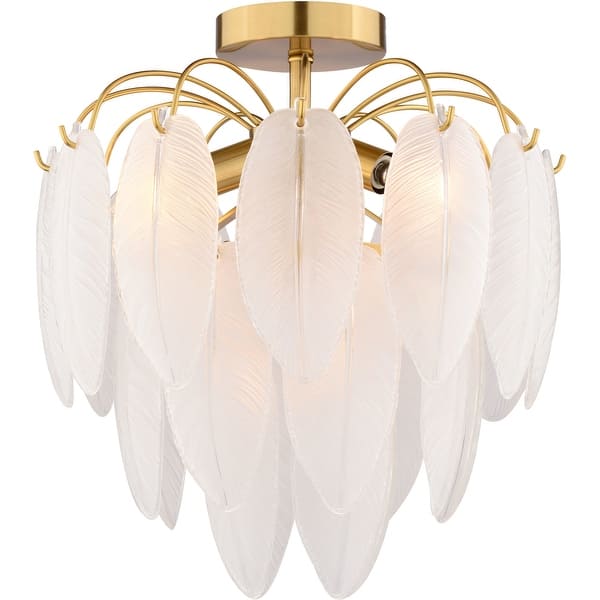 slide 2 of 11, Vaxcel Lighting C0334 Burbank 4 Light 14" Wide Semi-Flush Waterfall Muted Gold