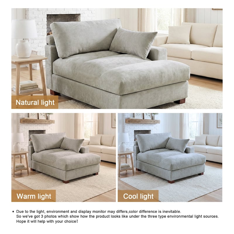 42"W Chenille Upholstered Chaise Lounge