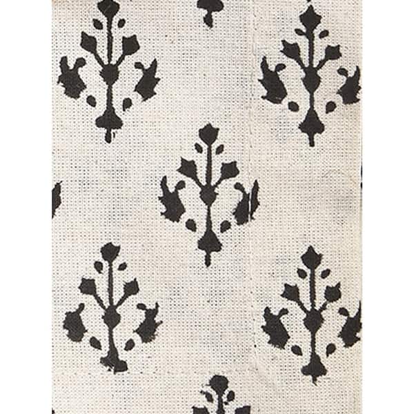 Emma Black Blockprint on Beige Cream Background Cotton Machine Washable Napkin Set of 4 - 20 x 20