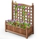 preview thumbnail 12 of 10, Costway Solid Wood Planter Box with Trellis Weather-Resistant Outdoor - 25'' (L) X 11'' (W) X 30'' (H)