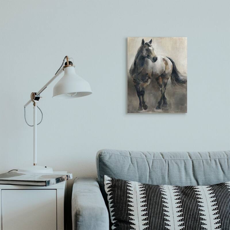 Stupell Abstract Wild Horse Stance Brown Black Painting Canvas Wall Art