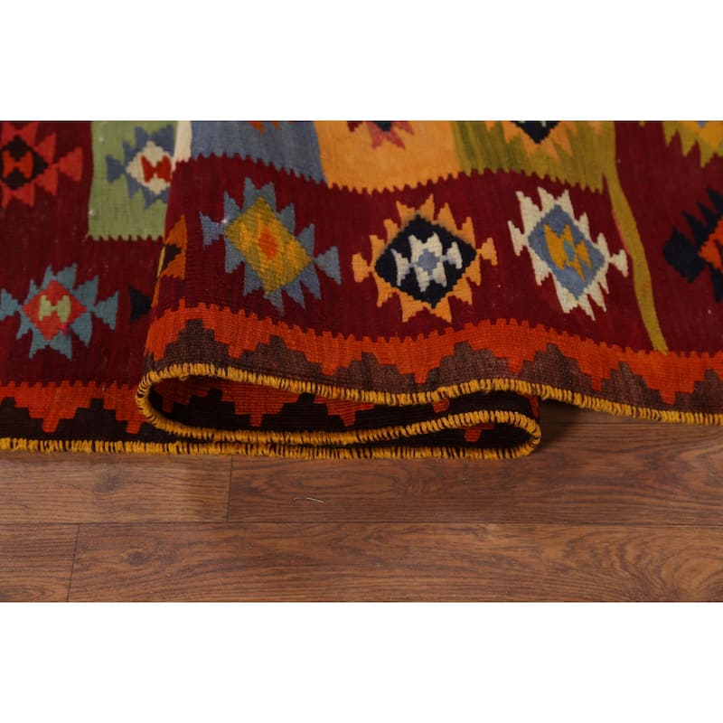 Tribal Kilim Qashqai Persian Vintage Rug Hand-Woven Wool Carpet - 4'7"x 7'5"