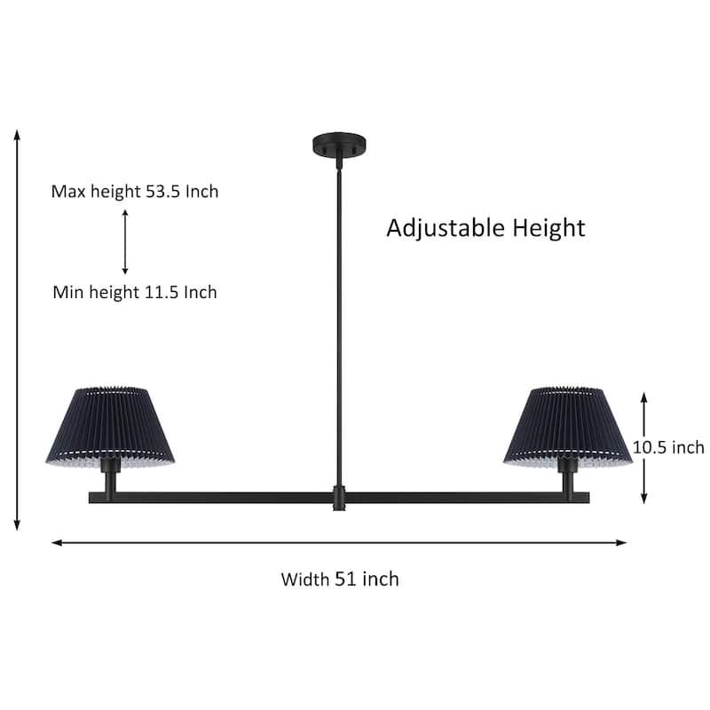 Acroma 2-light Black Linear Chandelier with Fabric Shade - 51 inches
