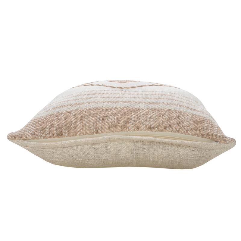 Handwoven Coastal Edge Diamond Square Throw Pillow - 20" - Tan and White