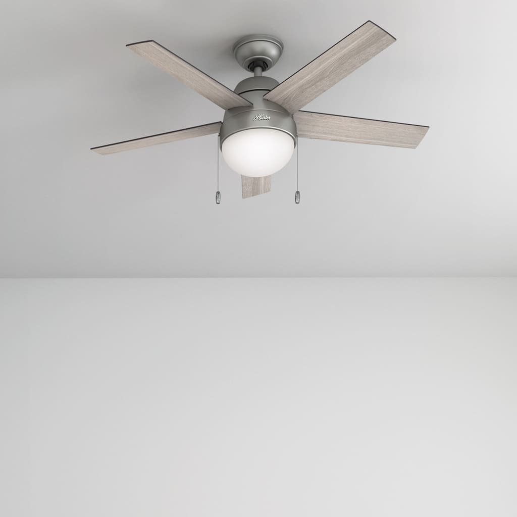 Hunter 46" Anslee Ceiling Fan with LED Light Kit and Pull Chain - Transitional, Contemporary