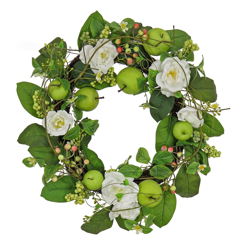National Tree Company 24 in. Rose and Apples Wreath