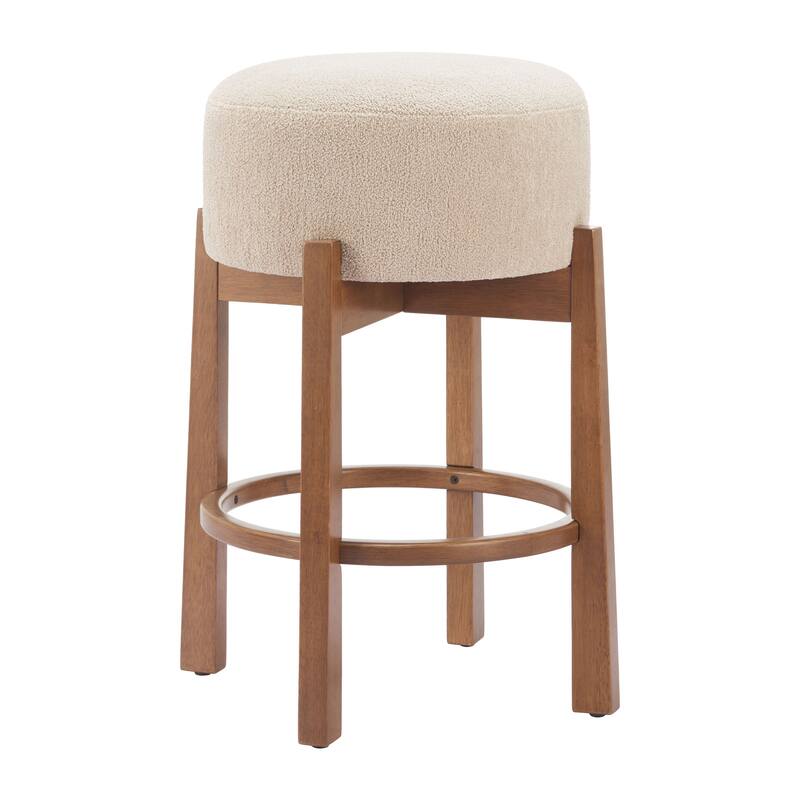 Nade Counter Stool Beige & Walnut - Beige/Walnut