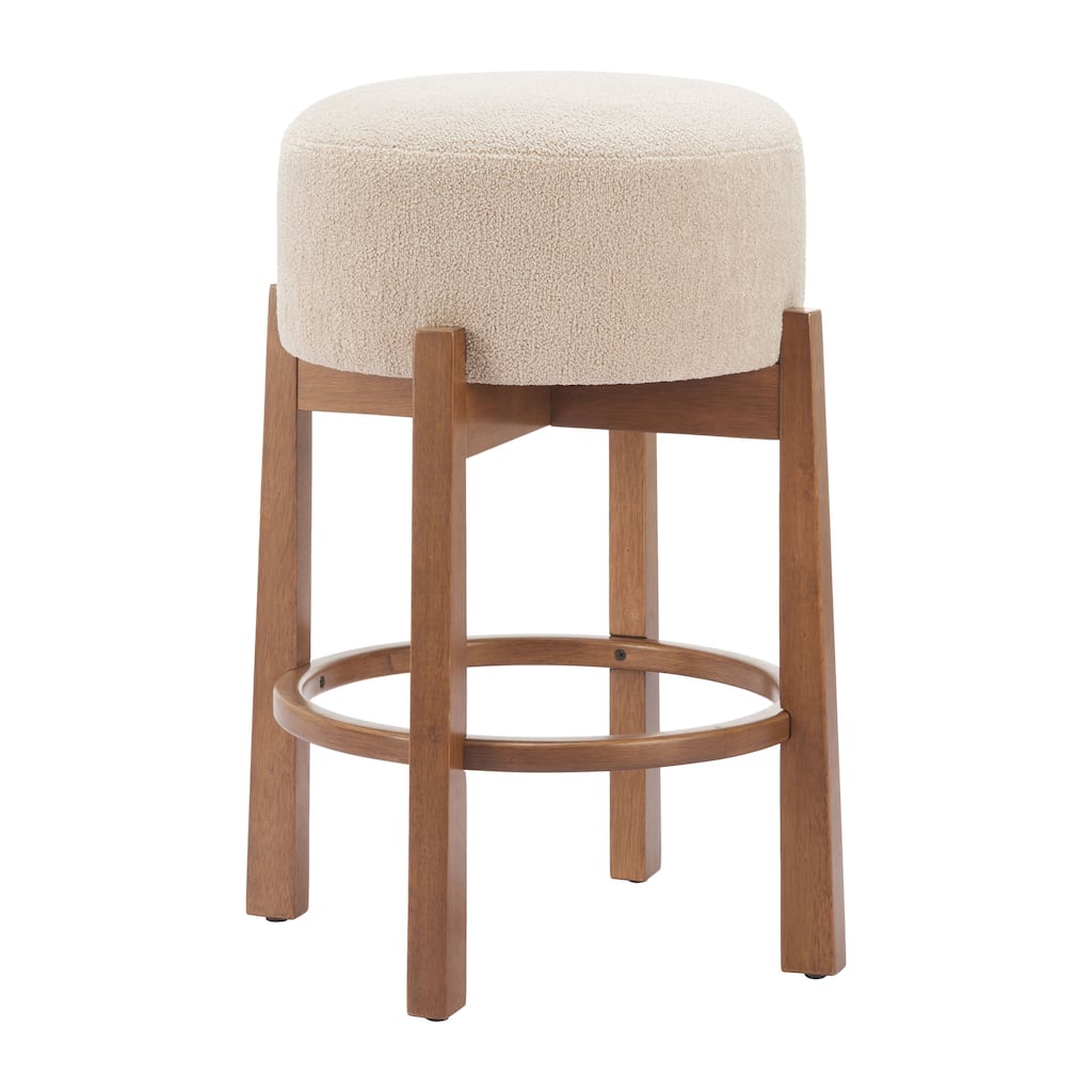 Nade Counter Stool Beige & Walnut