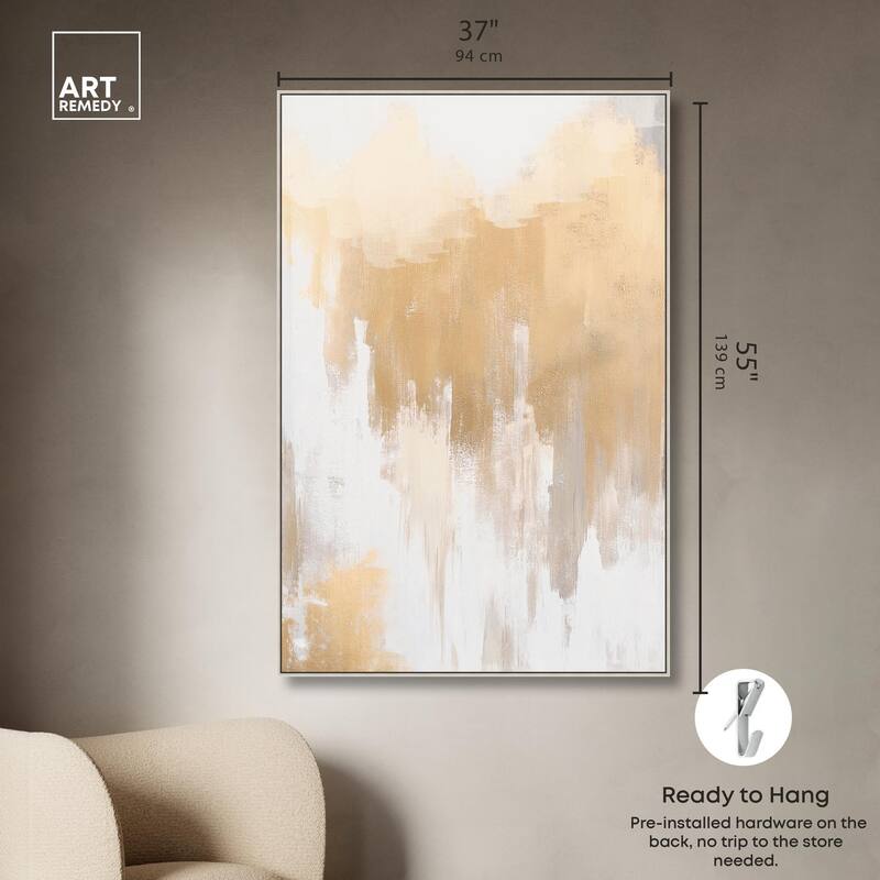 Soft Grey Glam Gold Canvas by Art Remedy