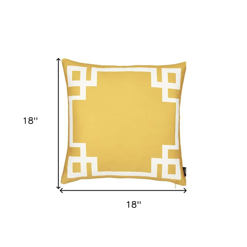18" Yellow and White Throw Pillow Cover