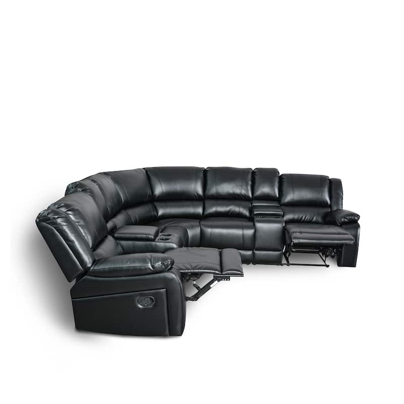 108" W Modern Contemporary Faux Leather 7 Piece Sectional Recliners
