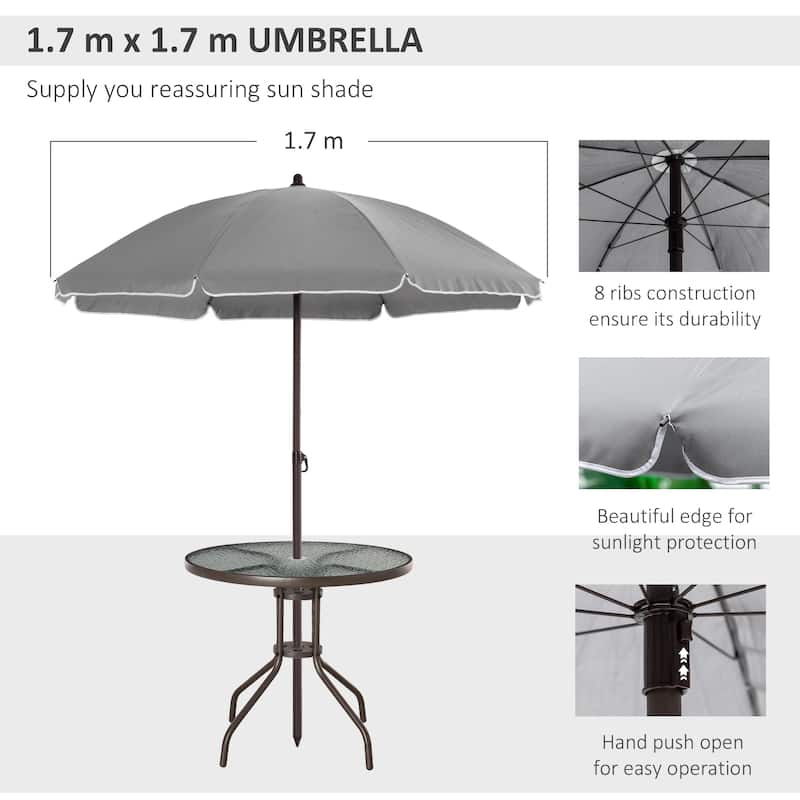 6 Piece Patio Dining Set for 4 with Umbrella, Outdoor Table and Chairs with 4 Folding Dining Chairs & Round Glass Table