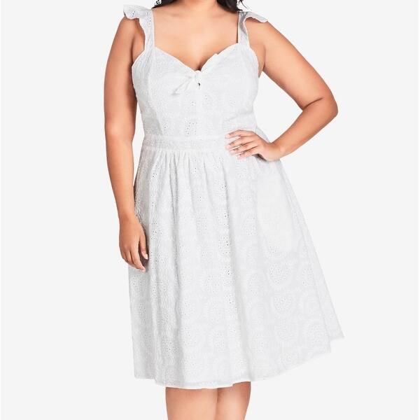 Shop City Chic Women S Dress White Size 14 Plus A Line Eyelet Boho Bow Overstock 29244442