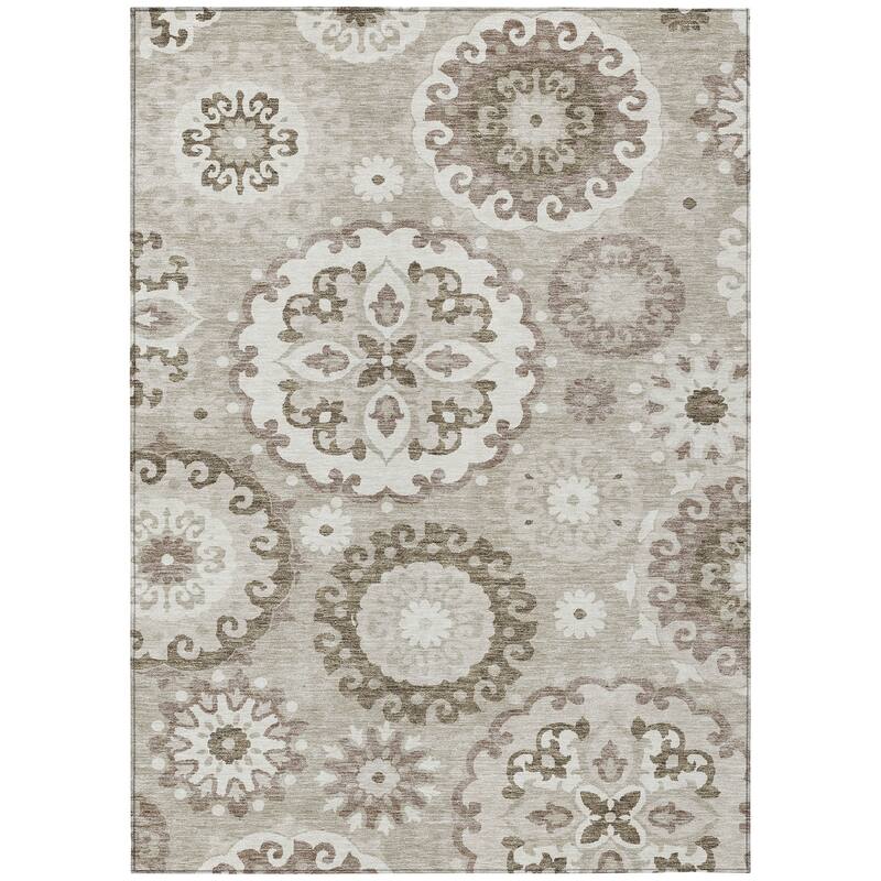 Machine Washable Indoor/ Outdoor Chantille Casual Medallion Rug