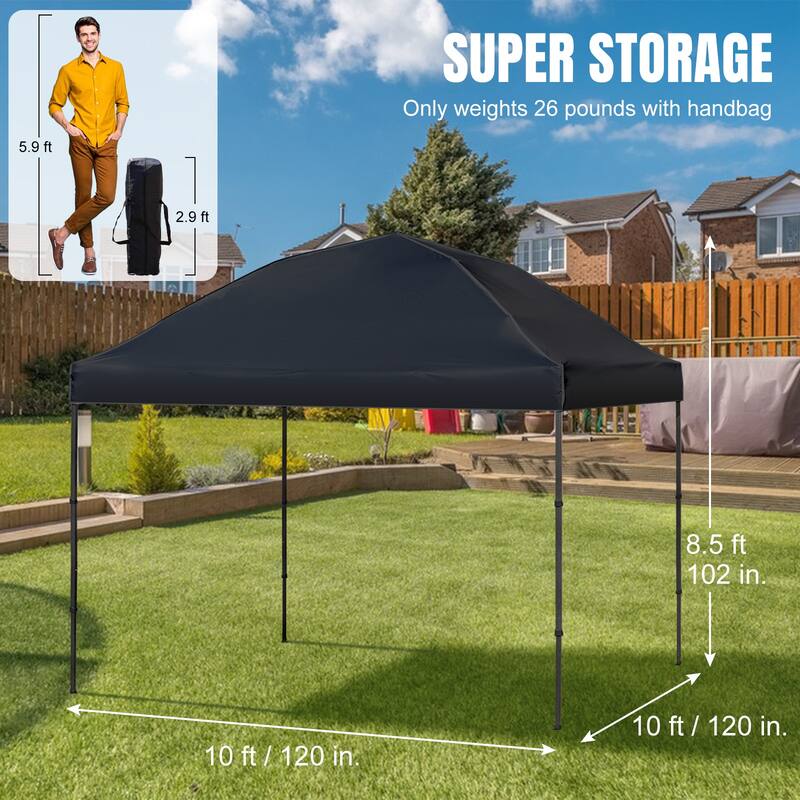 10x10 Pop Up Canopy - Beach Tent with One Push Setup - Easy Outdoor Sun Shade for Events,Parties,Camping With Silver Coated Top