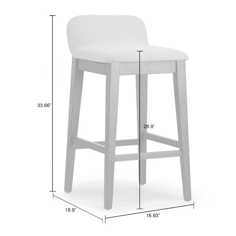 Set of 2 Atia Black Rubberwood Stool with Low Back Fabric Seat