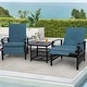 preview thumbnail 11 of 51, Outdoor Cushioned Chaise Lounge Adjustable Patio Reclining Lounge Chair, Recliner Lounge Chair & Bistro Table Set Blue+Table