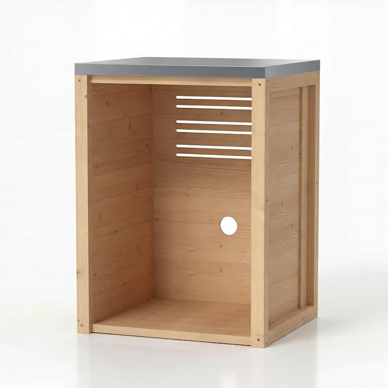 Modular Outdoor Kitchen Island Set, 100% Solid Wood BBQ Cabinet , Patio Kitchen Bar Table