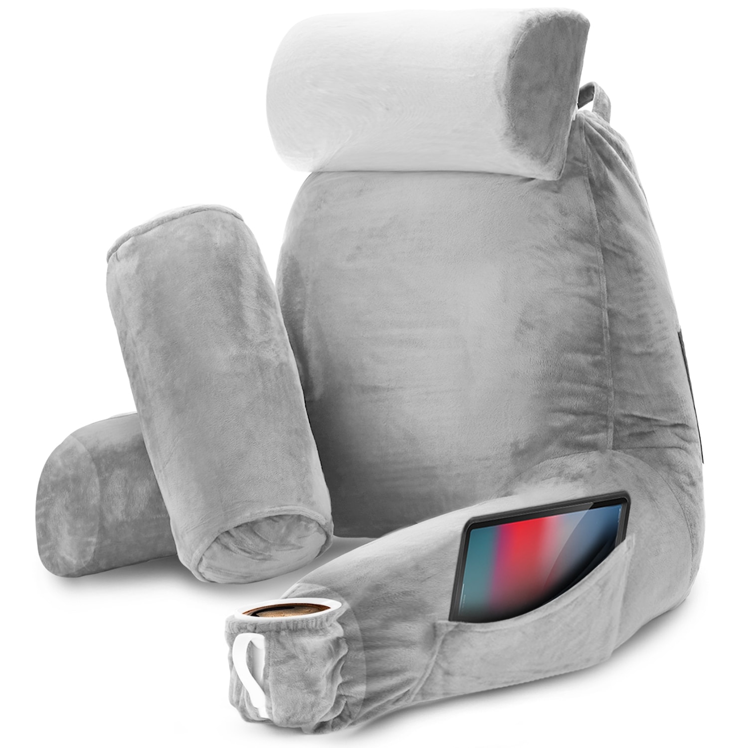 Nestl Memory Foam Reading Pillow with Backrest Arms and Pockets