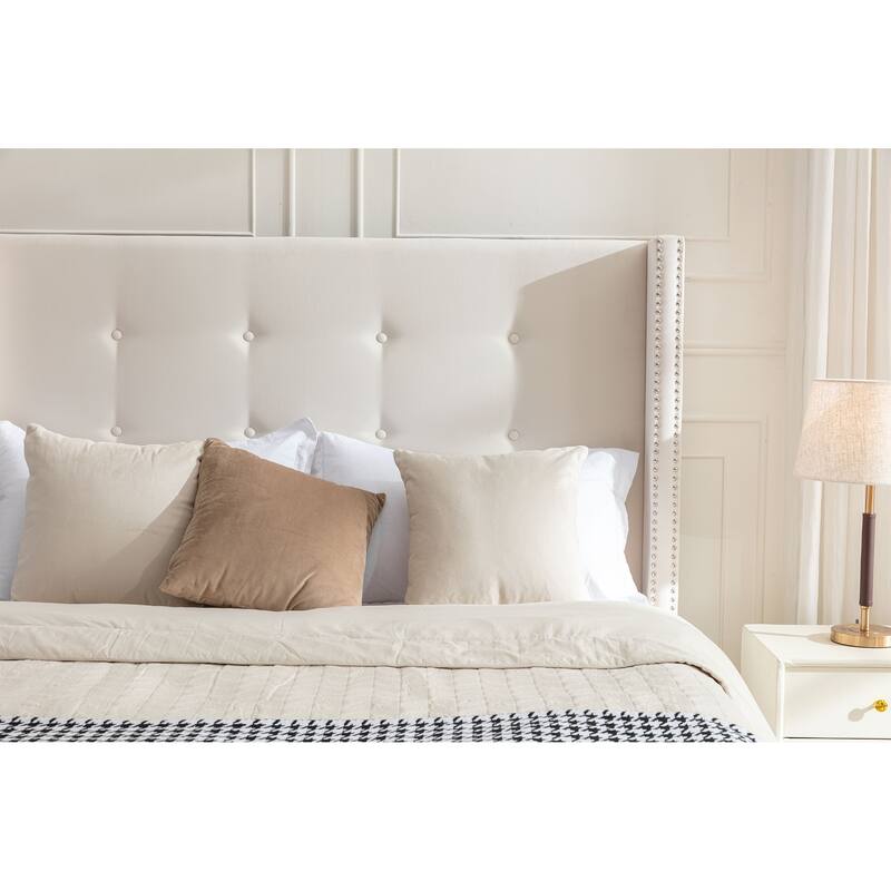 54" High Headboard Queen Peyton Upholstered Velvet Bed