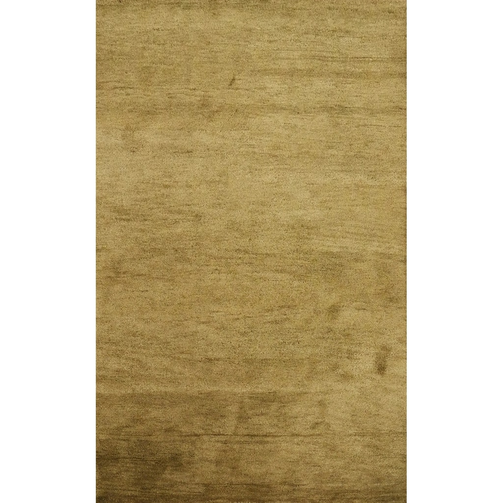 Hand Knotted Oriental 100% Wool Carpet Modern Solid Green Gabbeh Area Rug - 6' 0'' X 4' 0''