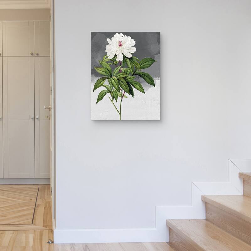 White Peony Grey by Design Lab Canvas Art Print
