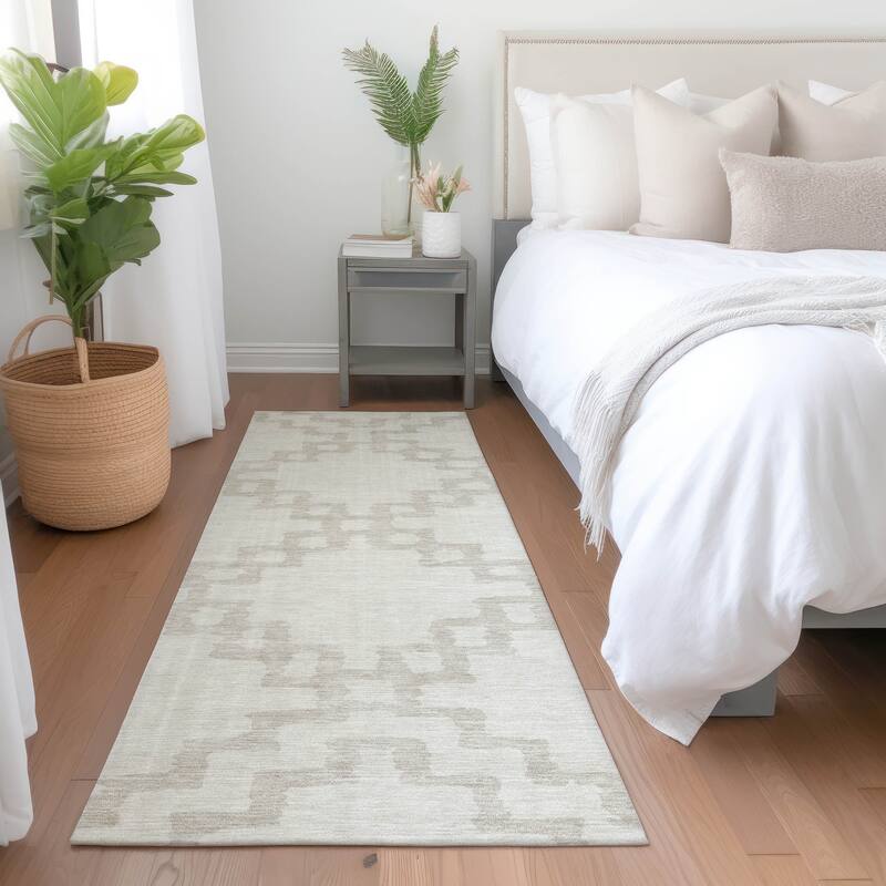 Premium Washable Super Soft Geo Trellis Mayfield Rug - Ivory - 2'3" x 7'6"