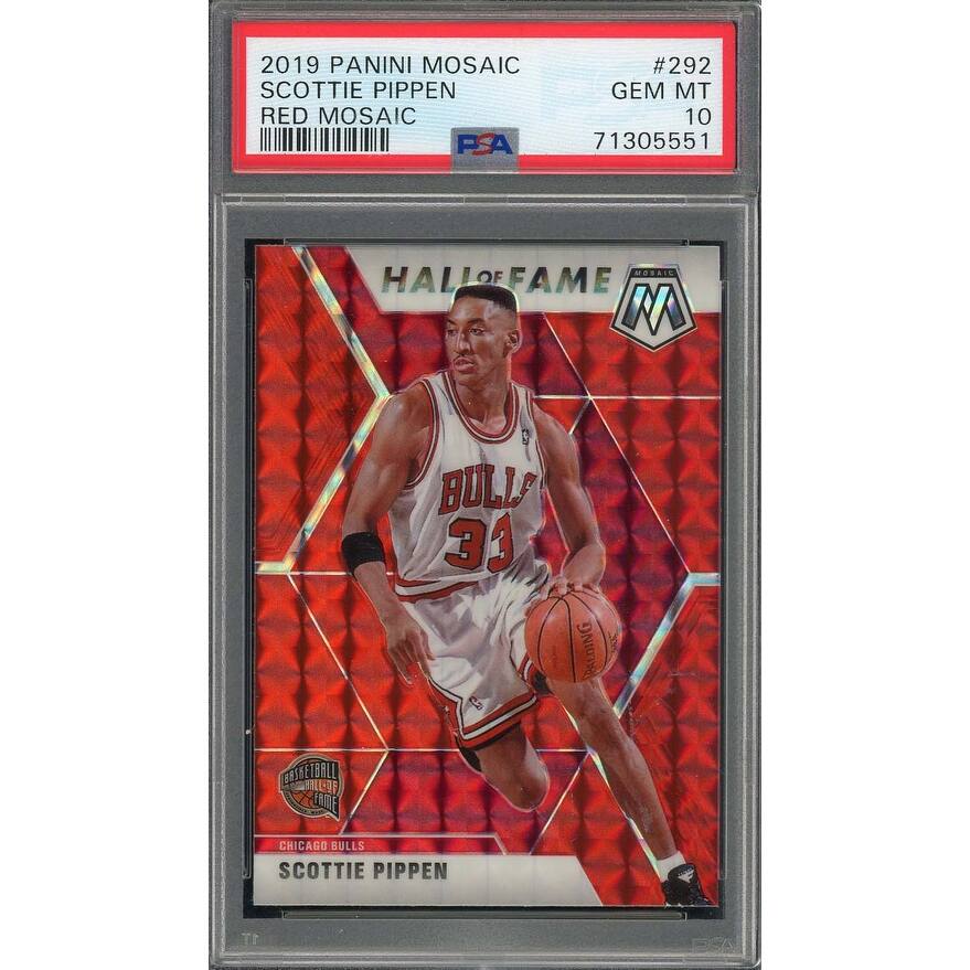 Scottie Pippen 2019 Panini Mosaic Red Prizm Basketball Card #292 Graded PSA 10 - 8'6" x 11'6"