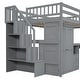 preview thumbnail 11 of 64, Multifunctional Loft Bed w/Stairs, Bookshelf, Drawers, Desk & Wardrobe