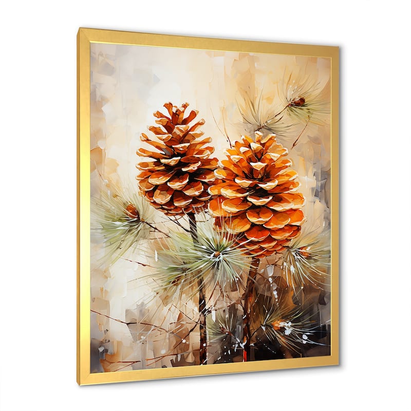Designart "Spruce Pine Tree Forest IV" Tree Pine Wall Decor Brown - Traditional Bedroom Framed Canvas Wall Art