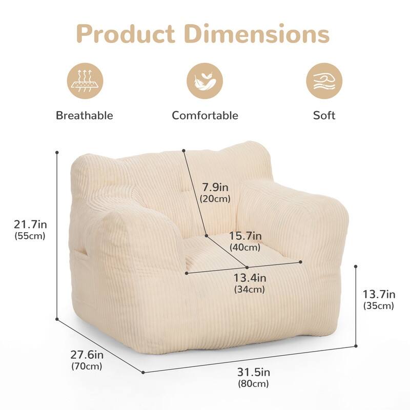Pamapic Bean Bag Chair, Soft Corduroy Lazy Large Bean Bag Couch