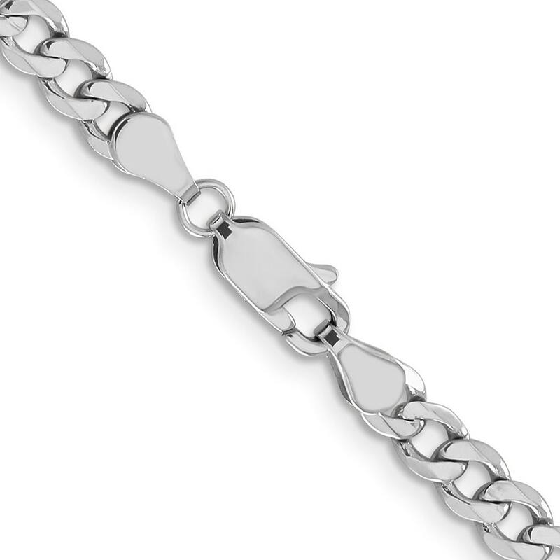 Curata 14k White Gold 5.0mm Flat Figaro Chain Bracelet