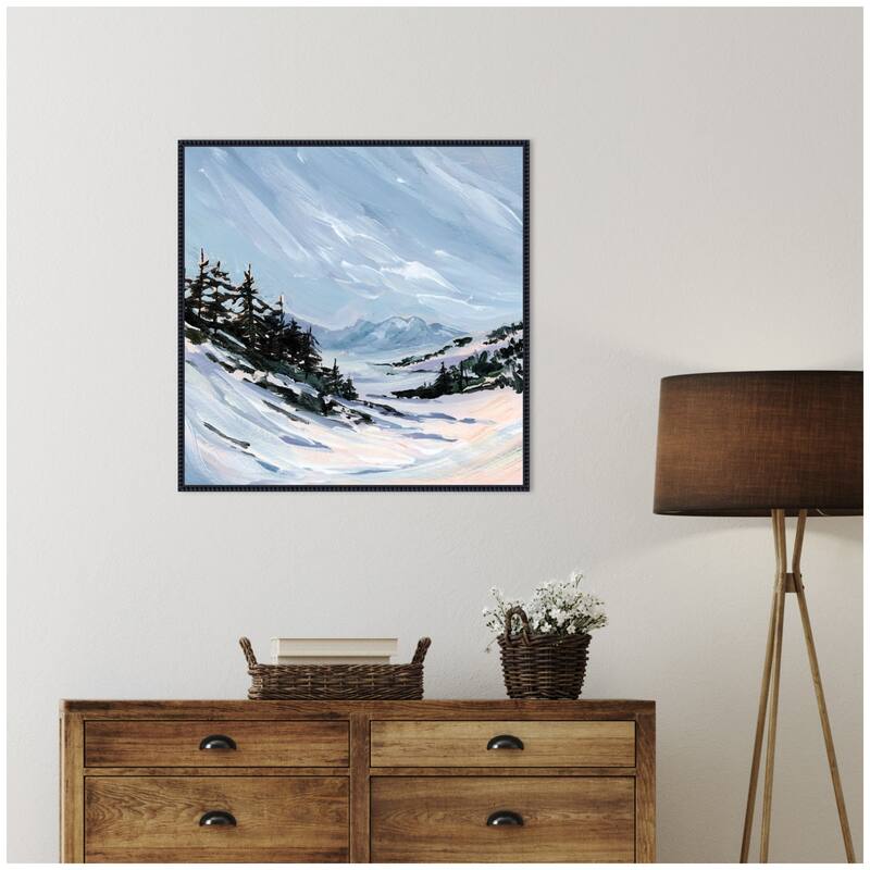 Kate and Laurel Ski Valley by Emily Kenney Framed Canvas Wall Art Print