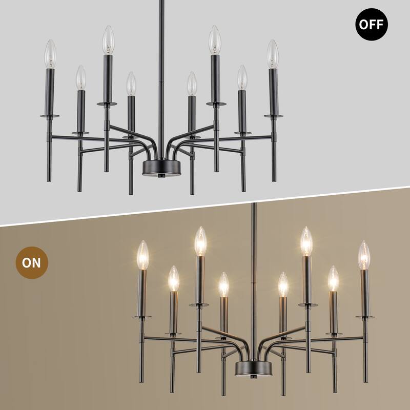Starsky 8-Light 27'' Traditional Classic Candle Farmhouse Chandelier