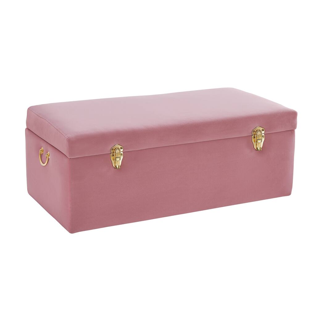 Pink Velvet Locking Storage Trunk