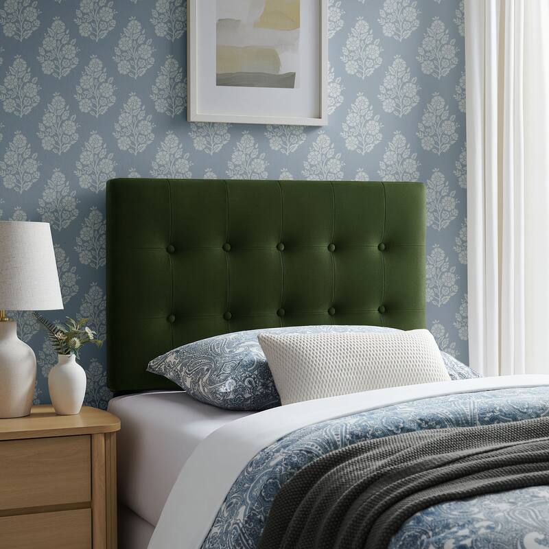 Emily Biscuit Tufted Performance Velvet Headboard - Moss Green - Twin