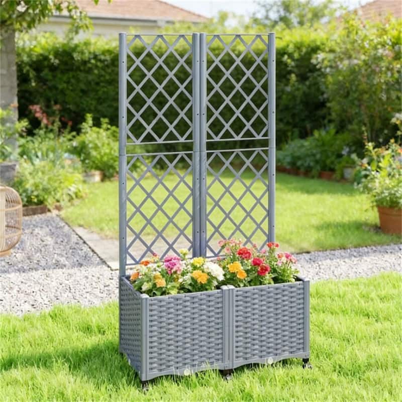 Flower Pot, Elevated Garden Bed, Plant Rack - Grey