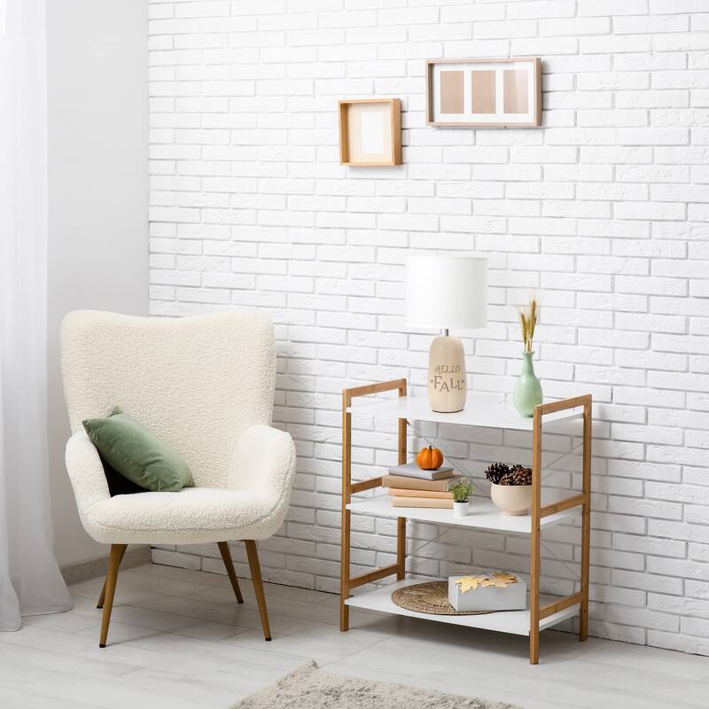 Hello Fall Ceramic Table Lamp with White Drum Shade - 17.75" - Taupe Brown