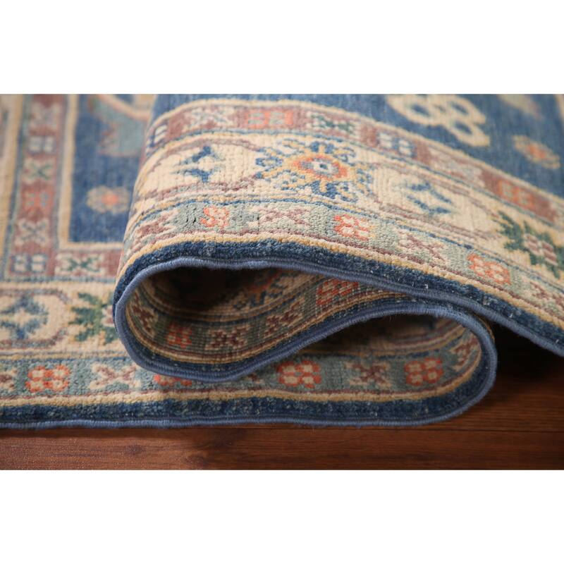 Blue Kazak Accent Rug Hand-Knotted Wool Carpet - 2'8" x 4'5"