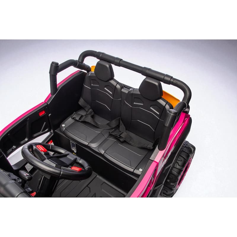 24V 4WD 2-Seater Kids Ride On UTV with Remote Control, Bluetooth Music, Dual Doors, LED Headlights,Suspension & Battery Display