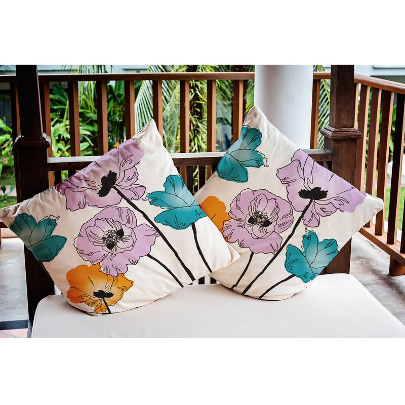 Popping Poppies Indoor/Outdoor Throw Pillow