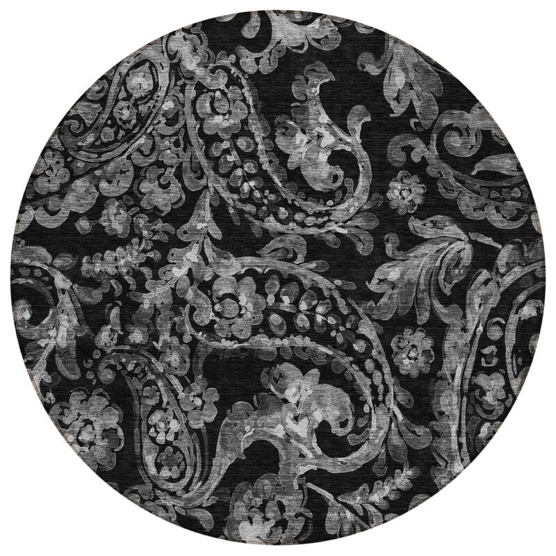Machine Washable Indoor/ Outdoor Chantille Traditional Scroll Rug